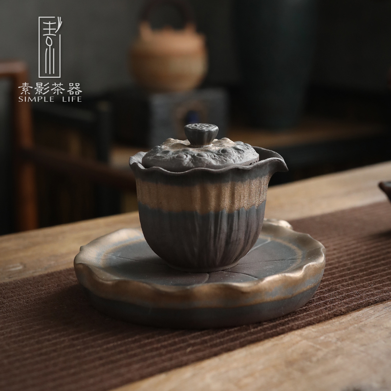 Plain film of household small dry terms Taiwan I and contracted coarse pottery tea tray zen ceramic saucer of primitive simplicity pot of 12 water type