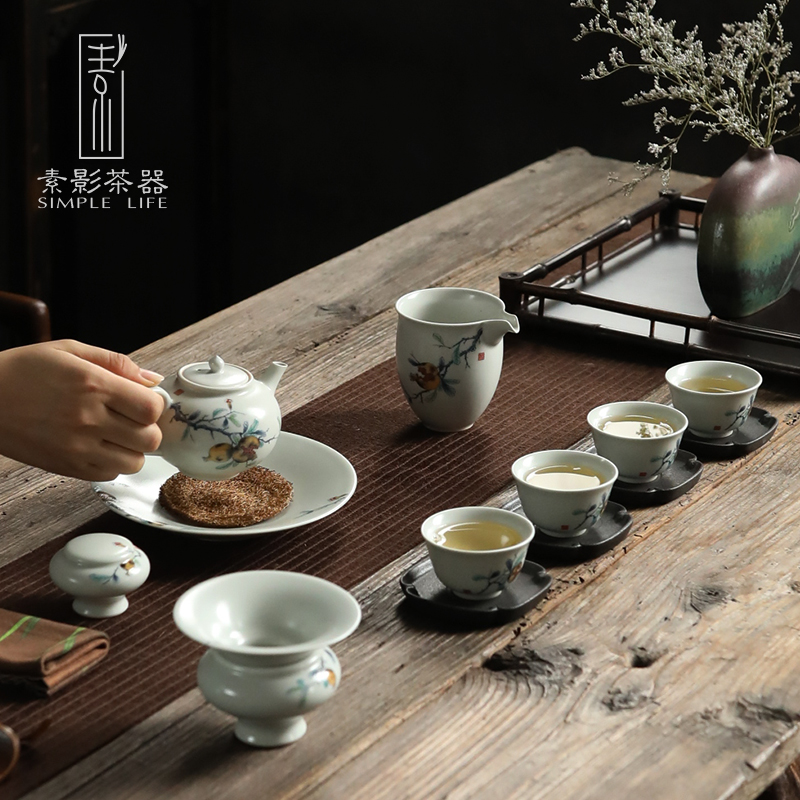 Plain film pomegranate retro household checking ceramic teapot tea is inferior smooth small single pot of kung fu tea accessories