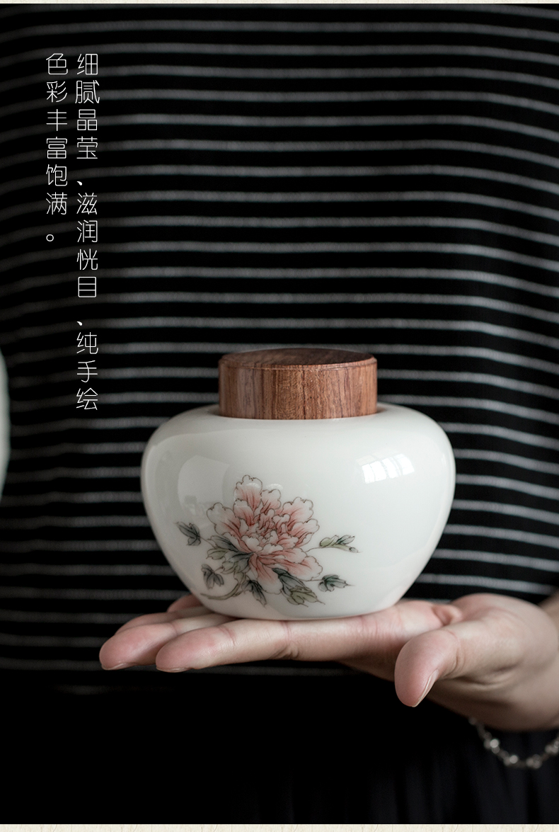 Plain film hand - made ceramic tea pot small portable portable sealed as cans household white porcelain tea pot storage tanks