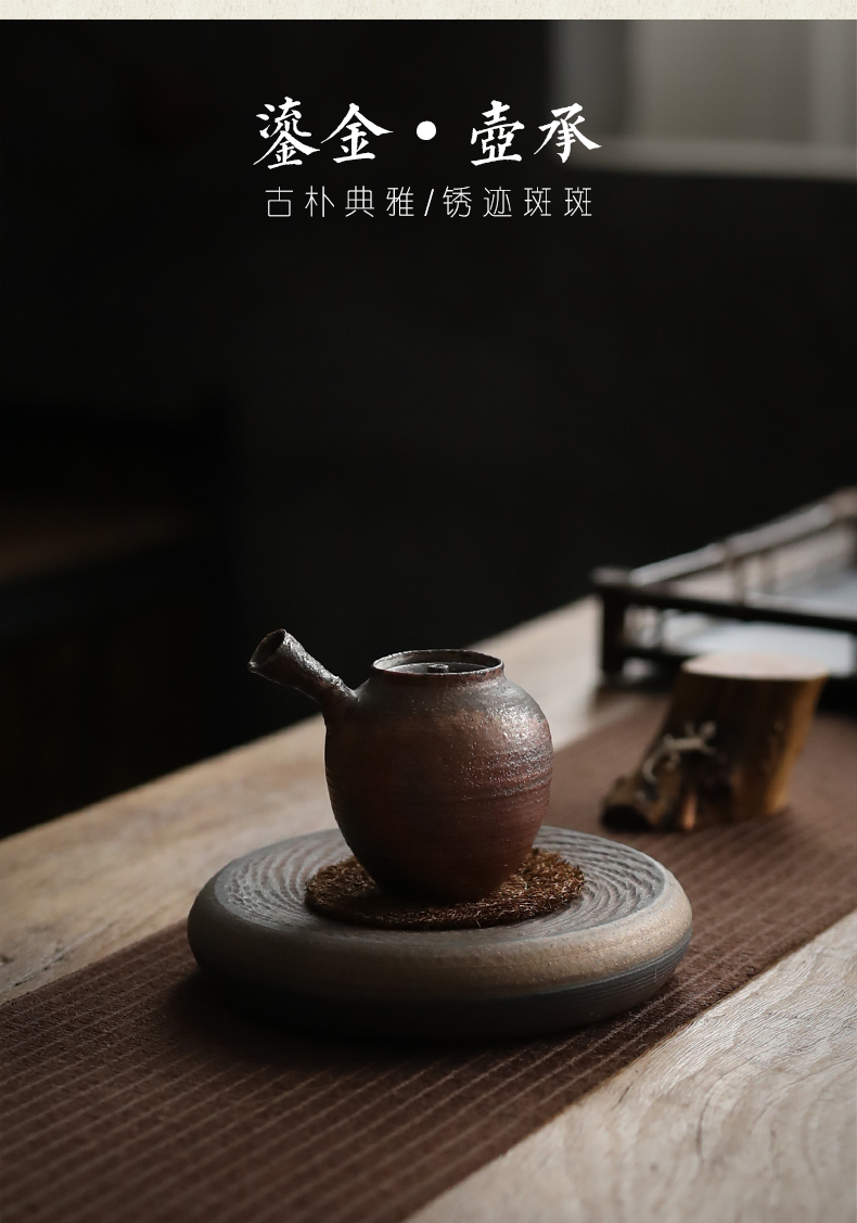 Plain film of household small dry terms Taiwan I and contracted coarse pottery tea tray zen ceramic saucer of primitive simplicity pot of 12 water type
