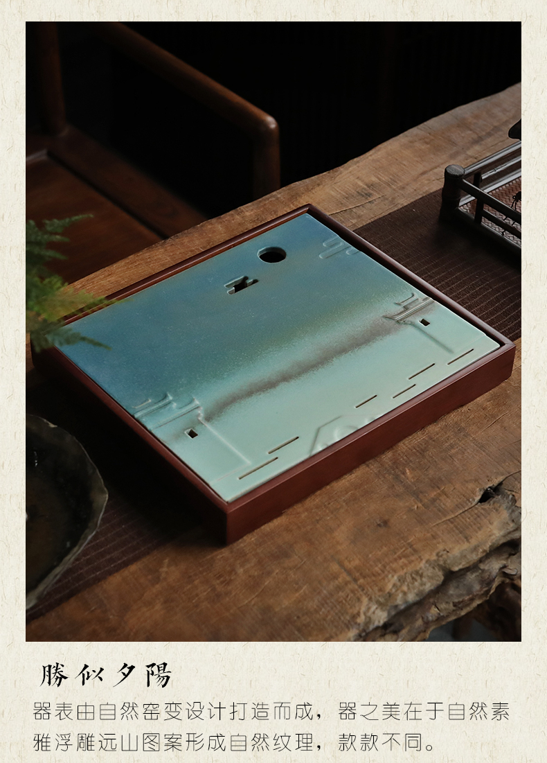 Restoring ancient ways, shadow home tea tray square water dish bamboo kung fu tea set dry tea table up ceramic disk