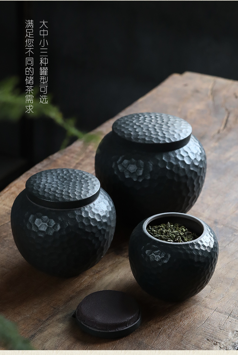 Zen tea pot small sealed as cans, shadow black pottery han Japanese blackstone glaze ceramic tea warehouse moisture storage tanks