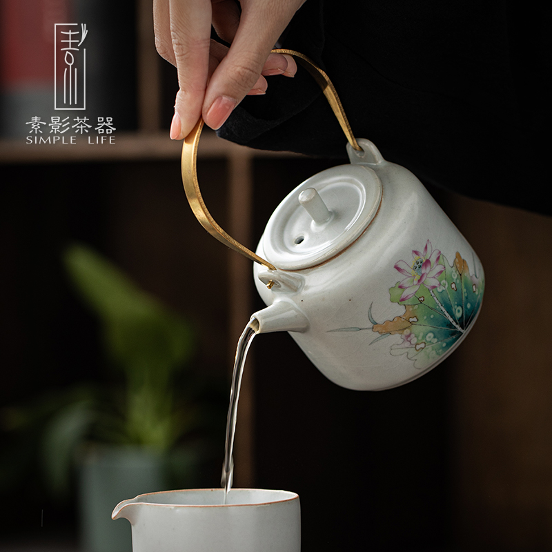 Plain film your up girder pot of tea ware ceramic teapot household kung fu tea set piece can raise RuTao single pot