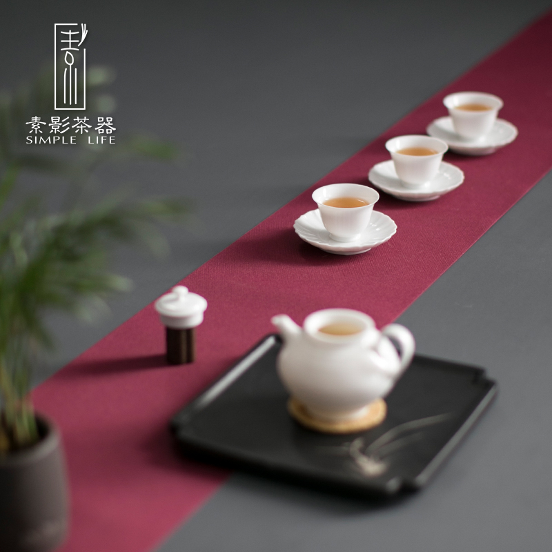Element shadow dehua white porcelain cup mat manually move anti hot insulation cup Chinese tea taking antiskid saucer with zero