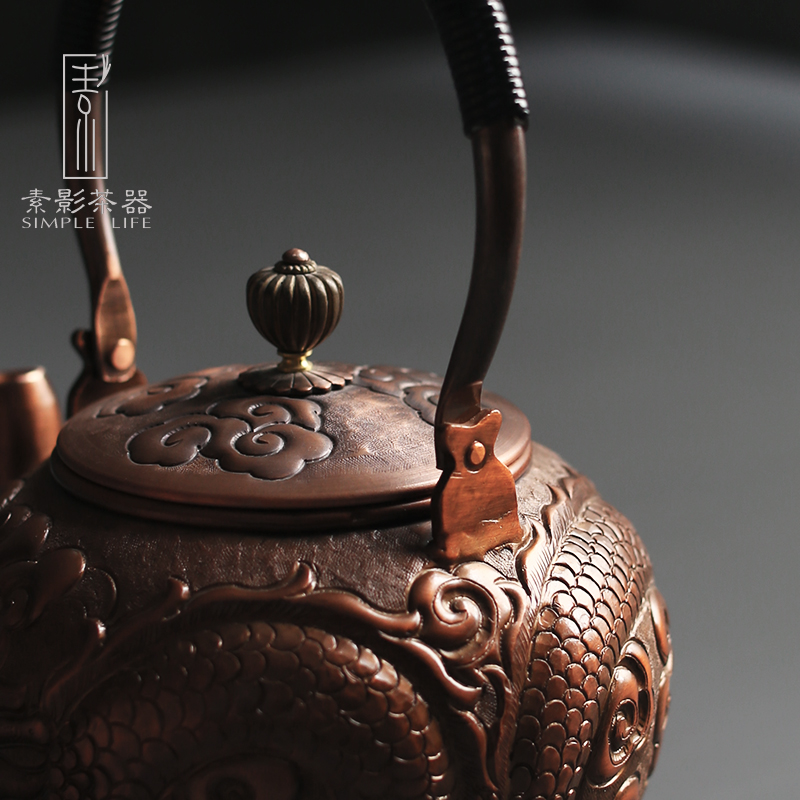 Plain film manual copper hit awake dragon copper teapot electric burn pot of boiled tea girder TaoLu kung fu tea set