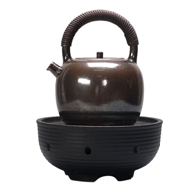 Restoring ancient ways, shadow Japanese pot of boiled tea kettle coarse pottery TaoLu old rock mud manual girder pot of warm tea