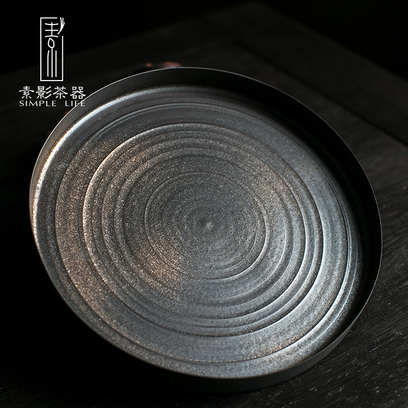 Plain film antique gold pot bearing coarse after dry plate store kettle holder by hand round tea Japanese tea tray