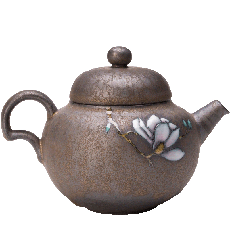 Plain film gold high temperature glaze coarse pottery teapot hand - made teapot filtering household with restoring ancient ways of zen single pot pot