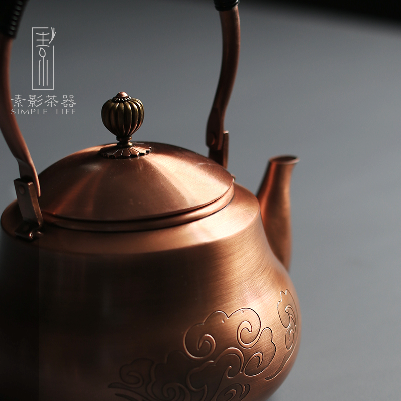 Plain film copper kettle electric TaoLu manual thickening boiled tea copper pot of tea to girder big teapot