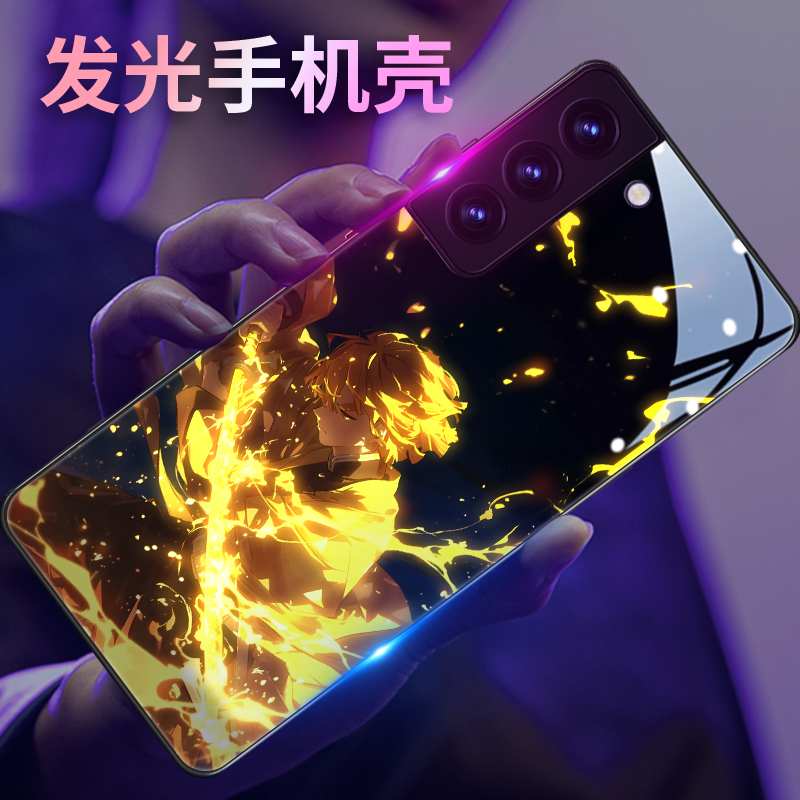 Demon Slayer: Kimetsu No Yaiba Phone Case for Samsung S26 Ultra, Anime S24 Tanjiro and Zenitsu, Note 20 Ultra Creative S22 Glass A51, Incoming Call Light-Up S21 Niche 10+ Cool 23 Personalized