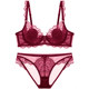 Victoria Bra Set, French Style, Ultra-Thin, Sexy, Breathable Lace, Makes Large Busts Appear Smaller, Red Zodiac Year Underwear for Women