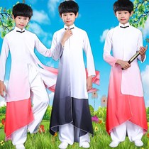 Classical Dance Suit for Men and Women Children of China Wind Tai Chi Dance Swords to Serve National Wind Black Ink Fan Subdance Suit