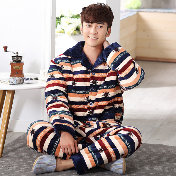 吾兰 冬季三层加厚法兰绒夹棉 男式家居服套装 优惠券折后¥69包邮(¥99-30)多款可选 吾兰 冬季三层加厚法兰绒夹棉 男式家居服套装 优惠券折后¥69包邮(¥99-30)多款可选