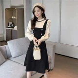 Длинный осенний корсет, трикотажный лонгслив, шерстяное платье, средней длины, подходит для подростков