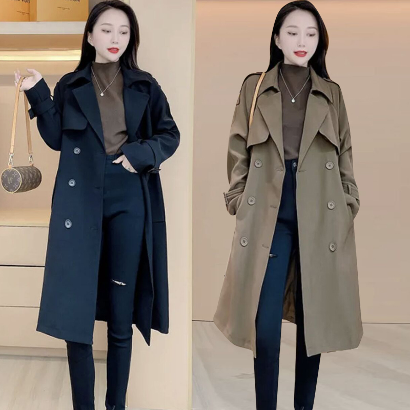 Temperament Windcoat Jacket Woman 2022 Spring new Korean version of the long version Advanced sensation popular cashew coat