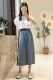 French ruffled short-sleeved shirt high-waisted denim skirt suit for women 2024 summer simple casual two-piece set