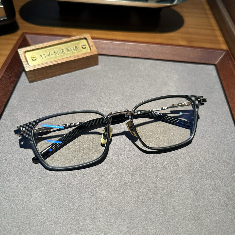 Four 9 S-06 Alternative Reverse R Elastic Hinge Pure Titanium Three-Dimensional Square Frame Myopia Glasses Frame