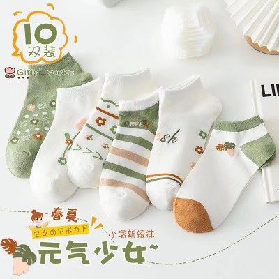 Socks Children ins Tide Pure Cotton Light Mouth Short Socks Spring Autumn Day Ensemble Cute Cotton Socks Summer Thin stockings Short-cylinder Women Sox