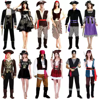 Halloween pirate costume cosplay adult male Pirates of the Caribbean clothes cloak suit Captain Jack suit