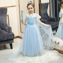 Frozen Aisha princess dress New Girls spring and summer dresses Aisha puff yarn dress Queen dress