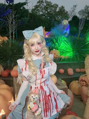 taobao agent Halloween Alice COS suit lolita cute bloody horror dream travel Wonderland princess blackened zombie skirt