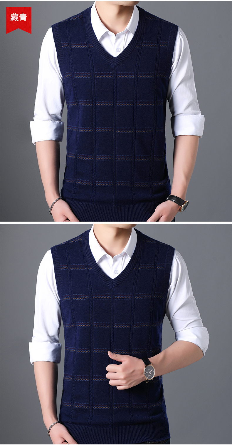 Mùa đông phiên bản Hàn Quốc mới của áo vest không tay trẻ trung đan áo vest nam cổ chữ V mùa xuân Hàn Quốc của dòng áo len xu hướng áo len nam cổ lọ hàn quốc