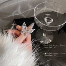 Japan and South Korea high-end sense of light luxury super fairy butterfly Korean version of the open index finger ring ins tide net red cold wind ring female