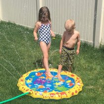 PVC inflatable water spray mat kids outdoor lawn toy game mat ocean pattern sprinkler puzzle mat