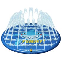 2020 New Cross-Border Inflatable Water Jet Mat Kids Outdoor Lawn Game Mat Blue Shark Pattern Round Mat