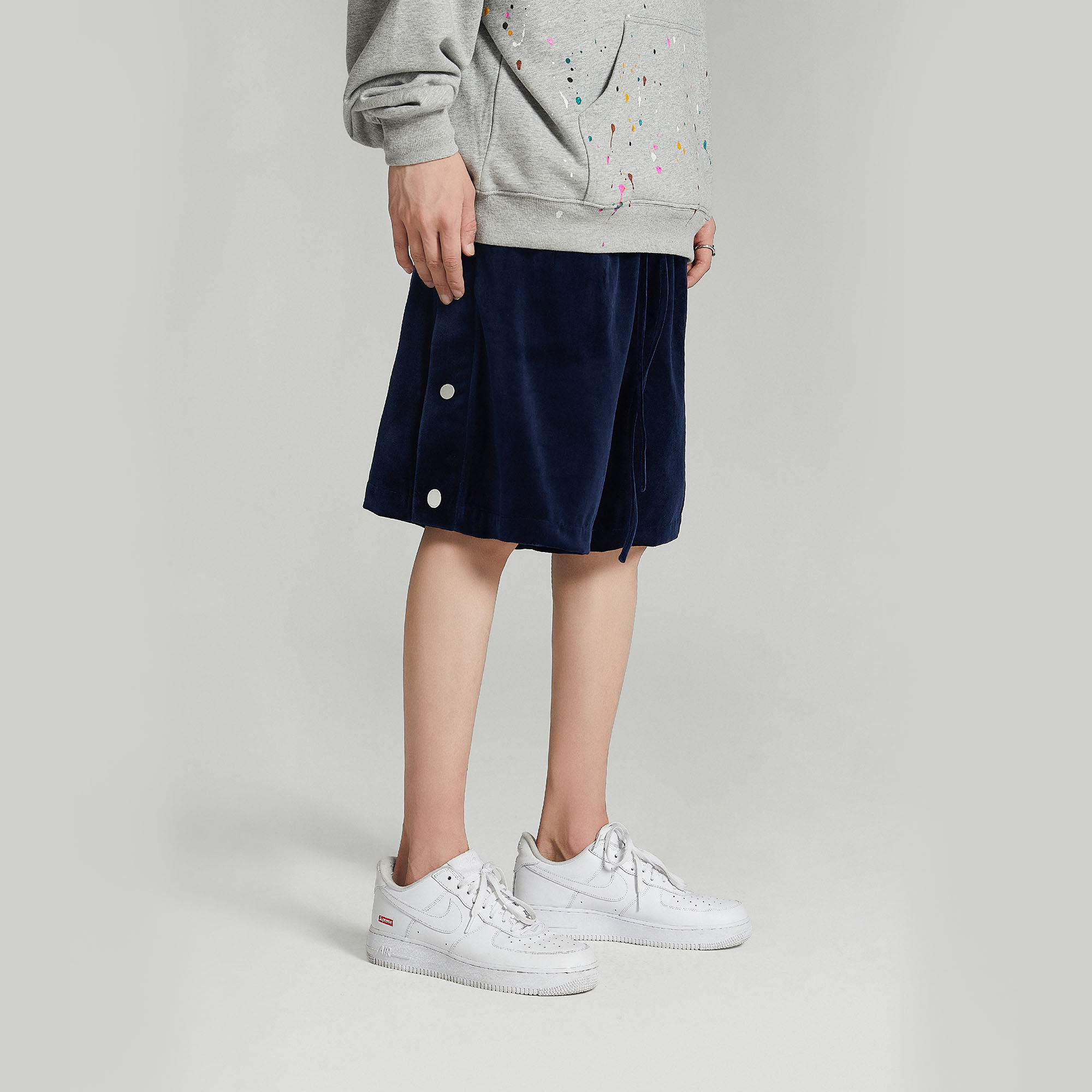 BONELESS 20SS velvet-buttoned shorts 100 hitch comfortable loose lace high-slingshot 50% pants street tide