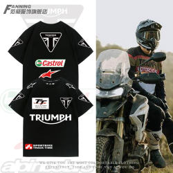 Tiger Triumph Factory Team Collaboration Short Sleeve Triumph Motorcycle Riding T-Shirt Unisex Pure Cotton Summer