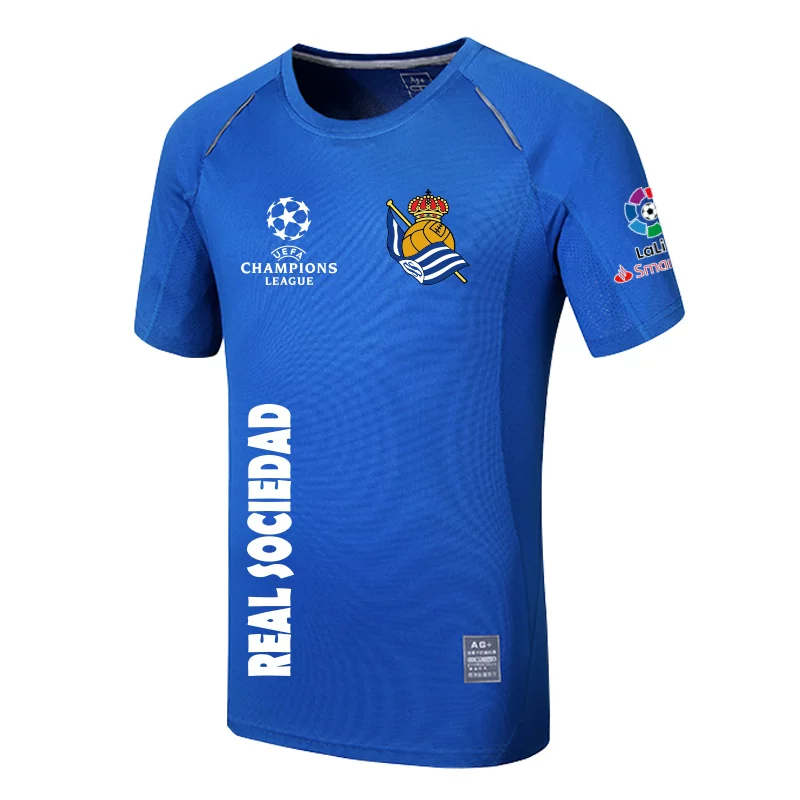 Фанатские футболки Real Sociedad Real Sociedad ФК Ла Лига мужская дышащая быстро сохнущая с коротким рукавом