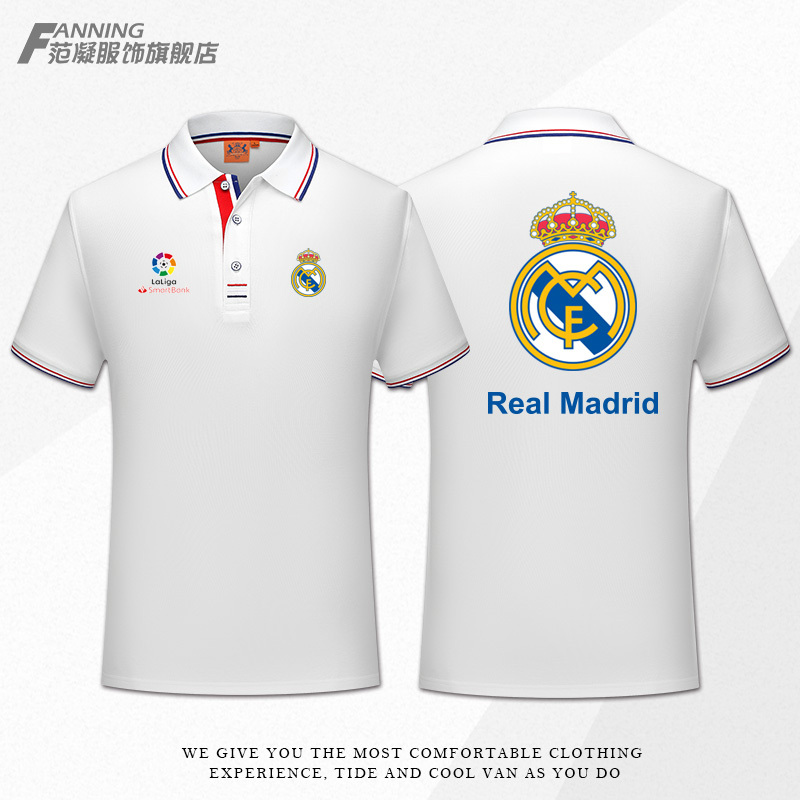 Real Madrid Football Club La Liga Real Madrid Polo Shirt Short-Sleeved T-Shirt Men's Clothing Loose Sports Lapel