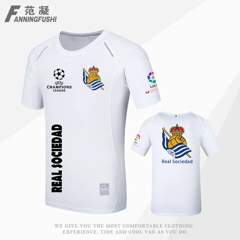 Фанатские футболки Real Sociedad Real Sociedad ФК Ла Лига мужская дышащая быстро сохнущая с коротким рукавом