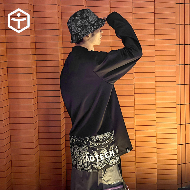 Taotech Space Cotton Long-Sleeve Cashew Pattern Ski Jacket Middle Layer Top Men's Fashion Long-Sleeve T-Shirt Versatile