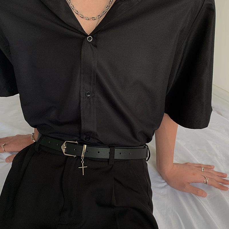 Belt men's trend 2022 new young people all-match ins personality belt casual suit black pants belt men's