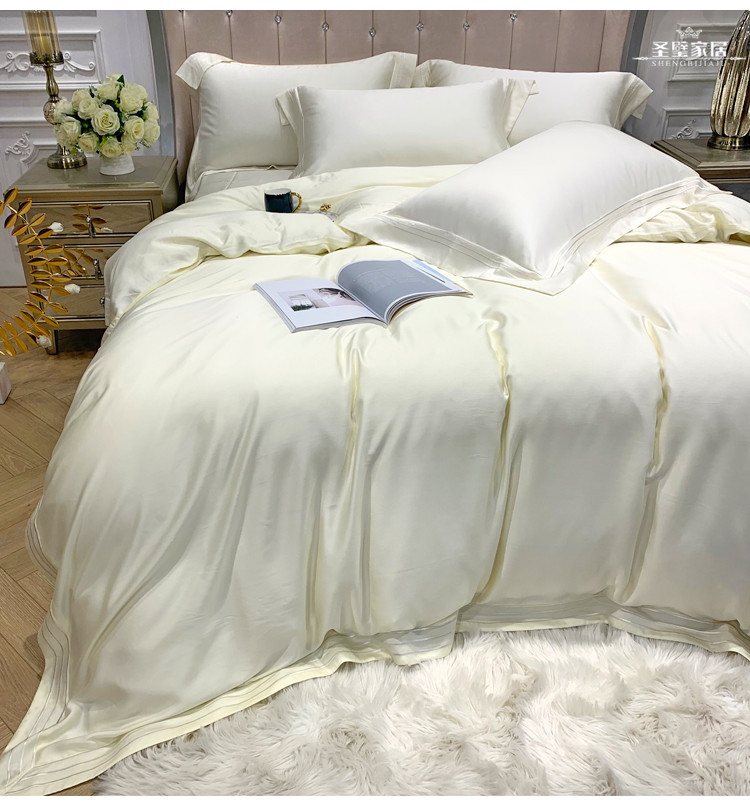 80 bộ châu Âu của Tencel bốn bộ thiết lập hai mặt giường mùa hè băng lụa chăn ga trải giường color màu rắn ngủ ngủ mượt - Bộ đồ giường bốn mảnh bộ chăn ga gối
