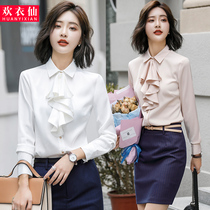 Plus velvet shirt Womens One Velvet winter Korean fashion foreign style suit inside professional attire overalls white shirt