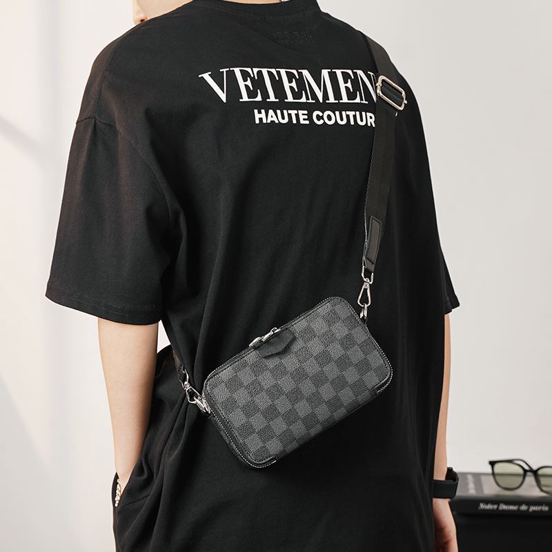 Lv Z2025 New Fashion Small Square Bag Korean Style Men's Bag Trendy Men's Shoulder Bag Crossbody Bag Casual Backpack