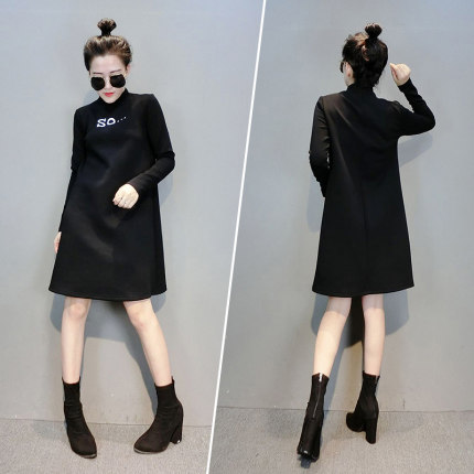 欧洲站2018秋冬新款欧货欧韩时尚T恤裙潮字母