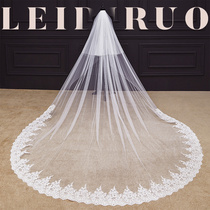 Letty Ruo round dance extended white lace veil Bridal tiara Wedding shawl
