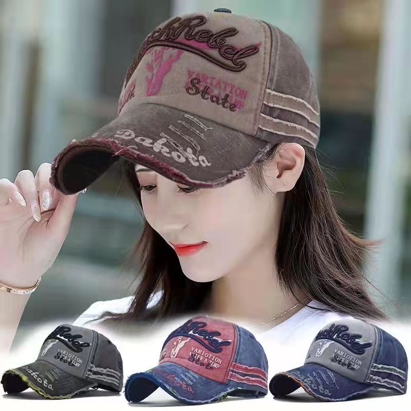 Women's 2023 New Summer Denim Baseball Cap with Long Brim for Sun Protection, Suitable for Spring and Autumn Women's 2023 New Summer Denim Baseball Cap with Long Brim for Sun Protection, Suitable for Spring and Autumn