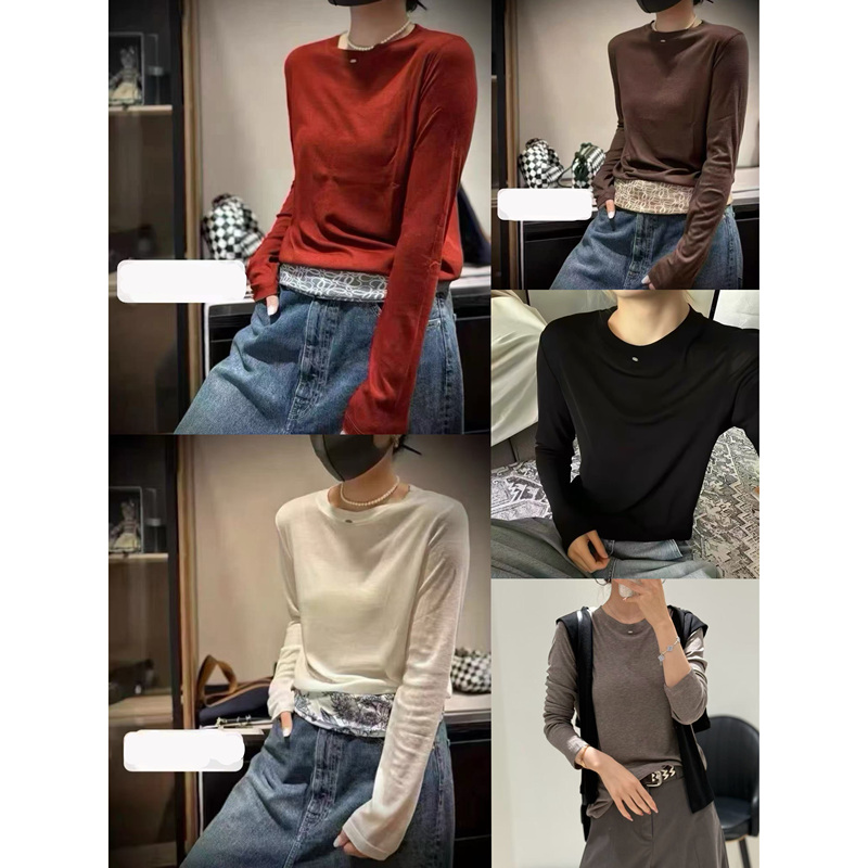 Shenzhen Nanyou 2026 Early Autumn New European-Style Round-Neck Fashion Casual Solid Color Tencel Wool Base Shirt for Women Shenzhen Nanyou 2026 Early Autumn New European-Style Round-Neck Fashion Casual Solid Color Tencel Wool Base Shirt for Women