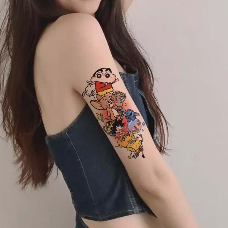 Crayon Shin-Chan Tattoo Waterproof for Men and Women, Long-Lasting Realistic Cute Spongebob Cartoon Patchwork Colorful Arm Stickers Crayon Shin-Chan Tattoo Waterproof for Men and Women, Long-Lasting Realistic Cute Spongebob Cartoon Patchwork Colorful Arm Stickers