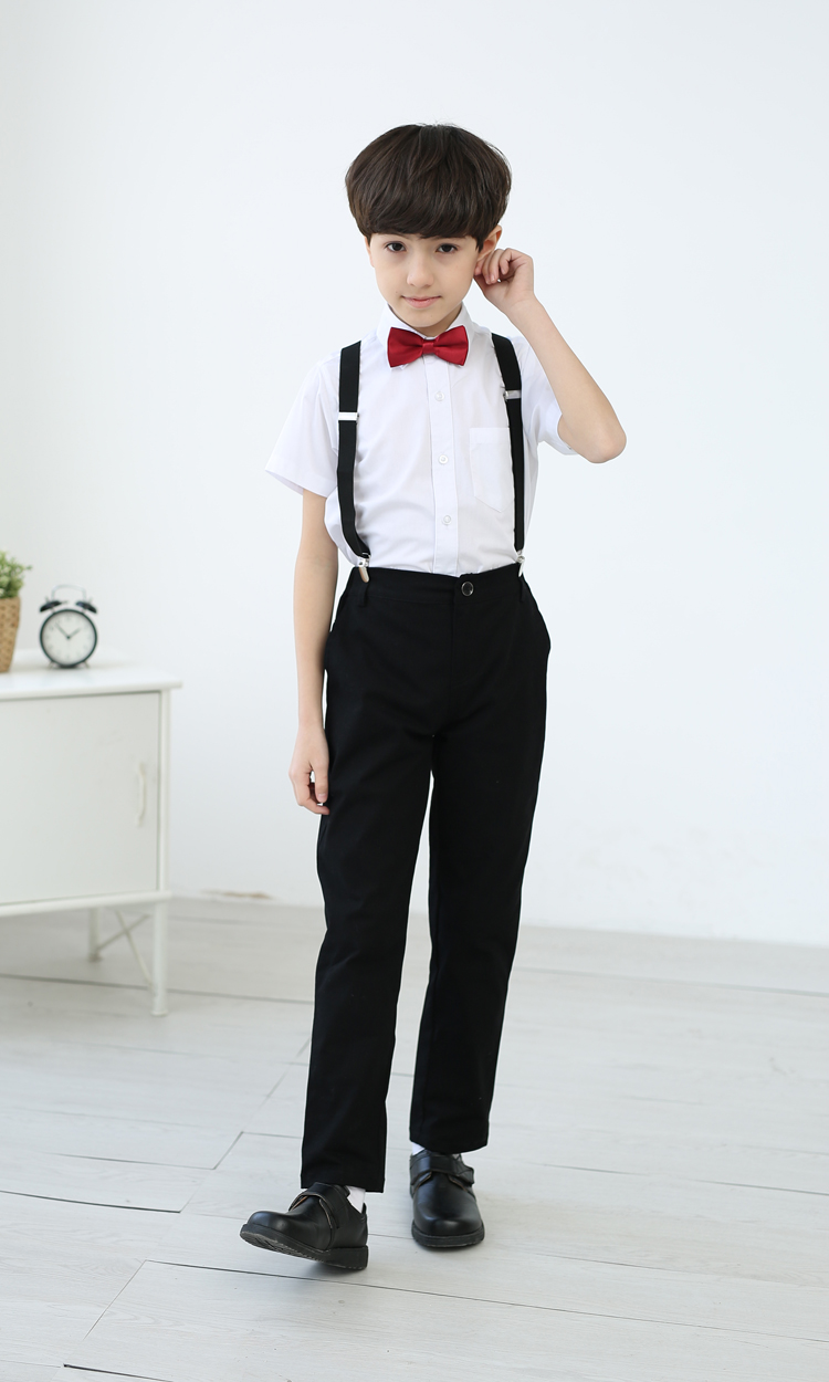Bé gái áo sơ mi trắng tay ngắn bé trai lớn bé trai mùa hè áo sơ mi trắng trường tiểu học đồng phục học sinh sáu bộ quần áo biểu diễn - Áo sơ mi đồ trẻ em