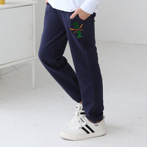 Boys sweatpants cotton boys dark gray pants childrens sweatpants in the big childrens closing trousers bunch feet spring and autumn