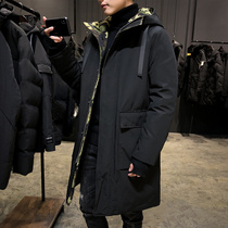 Mens Down Jacket 2021 New Korean Tide Slim Lightweight Winter Thick Medium Long Winter Coats Men