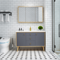 Nordic solid wood bathroom cabinet toilet wash basin cabinet storage floor practical washroom unit integrated Cabinet