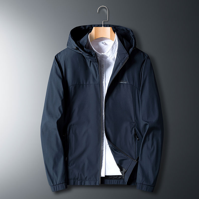 Spring jacket jacket men's spring and autumn slim fit with cap blouses for older dad Spring clothing Middle age loose casual men's clothing