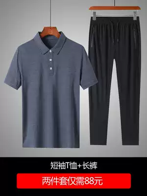 Dad short-sleeved T-shirt Men's summer lapel top 40-50 years old polo shirt half-sleeved T-shirt Middle-aged and elderly summer suit